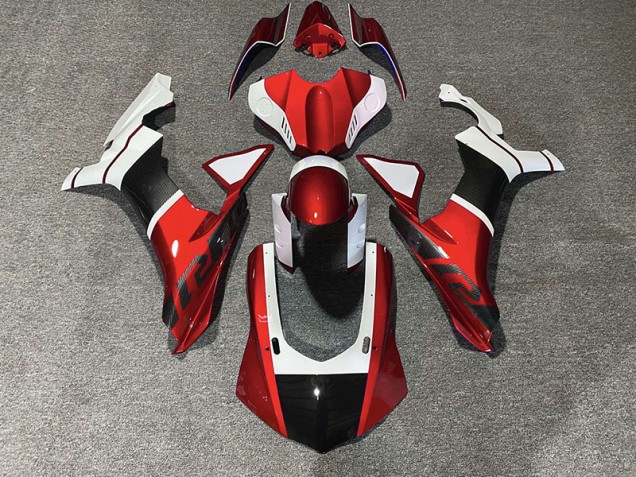 Acentos En Rojo & Fibra De Carbono 15-19 R1 Carenado Moto Acentos En Rojo & Fibra De Carbono 15-19 R1 Carenado Moto