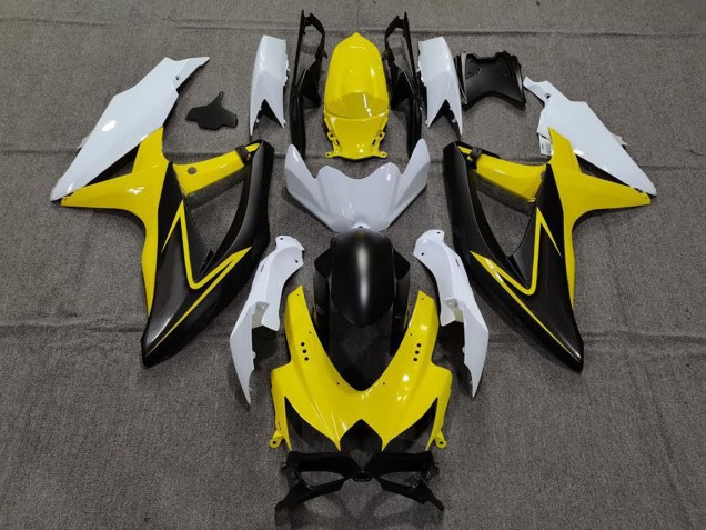 Amarillo Brillante & Blanco 08-10 GSXR 600-750 Carenado Moto Amarillo Brillante & Blanco 08-10 GSXR 600-750 Carenado Moto