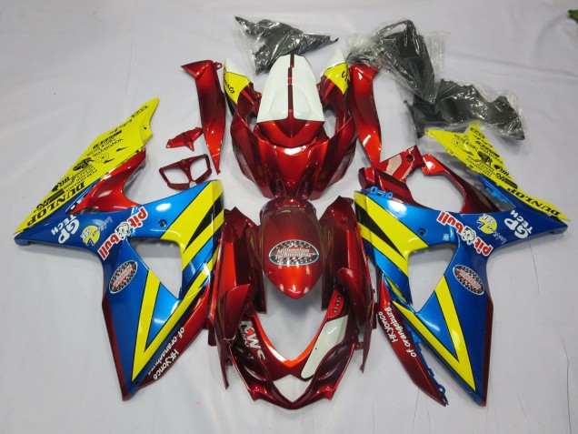 Amarillo Rojo & Azul 09-16 GSXR 1000 Carenado Moto Amarillo Rojo & Azul 09-16 GSXR 1000 Carenado Moto