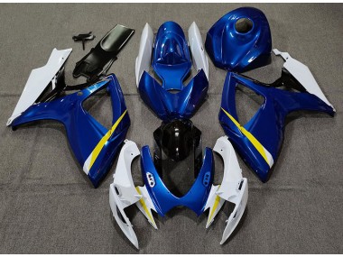 Azul Brillante Blanco & Amarillo 06-07 GSXR 600-750 Carenado Moto