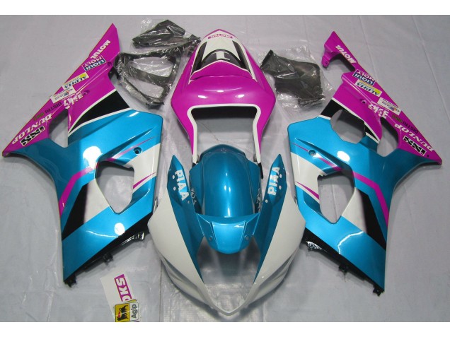 Azul Brillante & Negro Mate 03-04 GSXR 1000 Carenado Moto Azul Brillante & Negro Mate 03-04 GSXR 1000 Carenado Moto