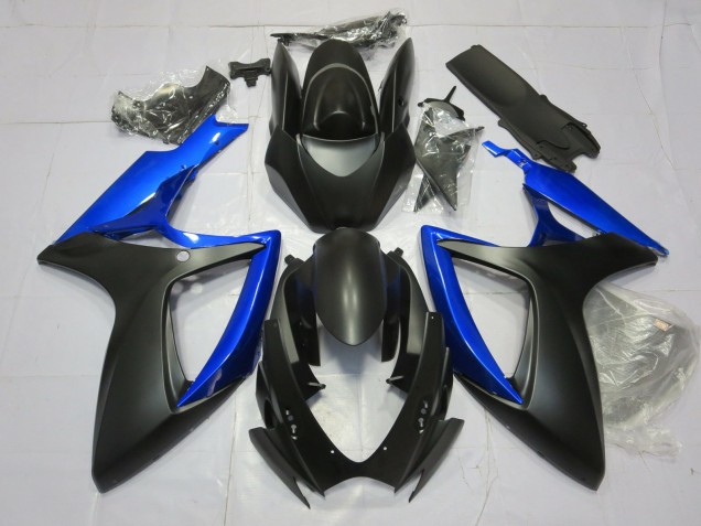 Azul Brillante & Negro Mate 06-07 GSXR 600-750 Carenado Moto Azul Brillante & Negro Mate 06-07 GSXR 600-750 Carenado Moto