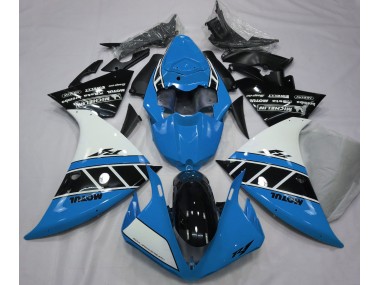 Azul Claro Brillante Blanco & Negro 12-14 R1 Carenado Moto