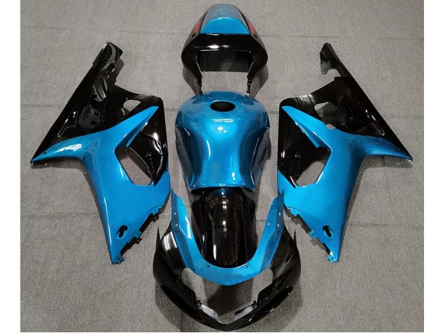 Azul Claro Brillante & Negro 01-03 GSXR 600-750 Carenado Moto Azul Claro Brillante & Negro 01-03 GSXR 600-750 Carenado Moto