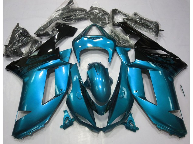 Azul Claro Brillante & Negro 07-08 ZX6R Carenado Moto Azul Claro Brillante & Negro 07-08 ZX6R Carenado Moto