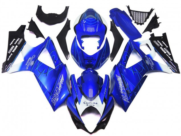 Azul Vibrante Con Blanco Corona 07-08 GSXR 1000 Carenado Moto Azul Vibrante Con Blanco Corona 07-08 GSXR 1000 Carenado Moto