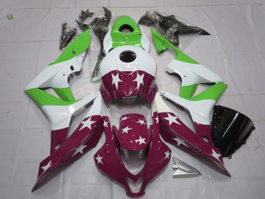 Barras & Estrellas Verdes & Granates 07-08 CBR600RR Carenado Moto
