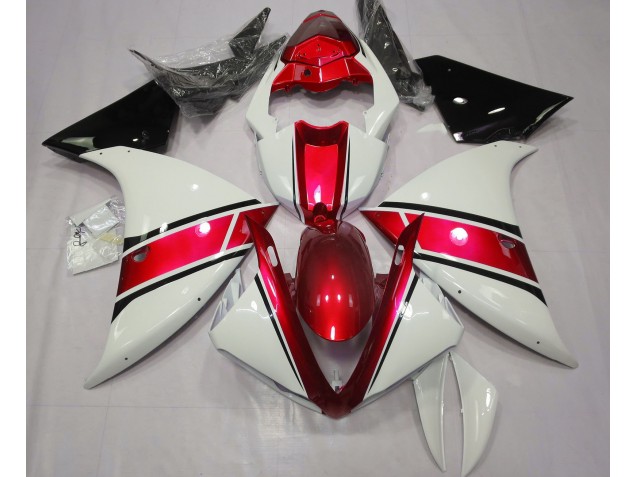 Blanco Brillante & Rojo Metalizado 09-11 R1 Carenado Moto Blanco Brillante & Rojo Metalizado 09-11 R1 Carenado Moto