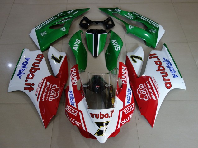 Blanco Brillante / Rojo / Verde 11-14 Ducati 1199 Carenado Moto