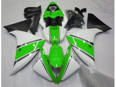 Blanco Brillante & Verde 09-11 R1 Carenado Moto