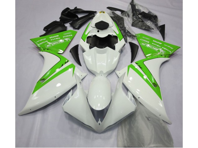 Blanco Brillante & Verde 12-14 R1 Carenado Moto Blanco Brillante & Verde 12-14 R1 Carenado Moto