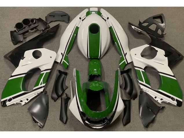 Blanco Brillante & Verde Oscuro 98-07 YZF600 Carenado Moto Blanco Brillante & Verde Oscuro 98-07 YZF600 Carenado Moto