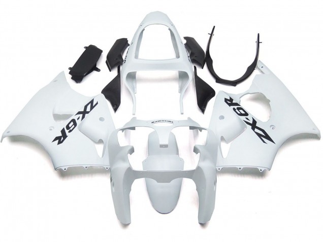 Blanco Brillo Liso Con Logo 00-02 ZX6R Carenado Moto