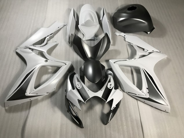 Blanco Mate & Gris 06-07 GSXR 600-750 Carenado Moto