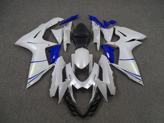 Blanco Perla & Azul Oscuro 11-24 GSXR 600-750 Carenado Moto Blanco Perla & Azul Oscuro 11-24 GSXR 600-750 Carenado Moto