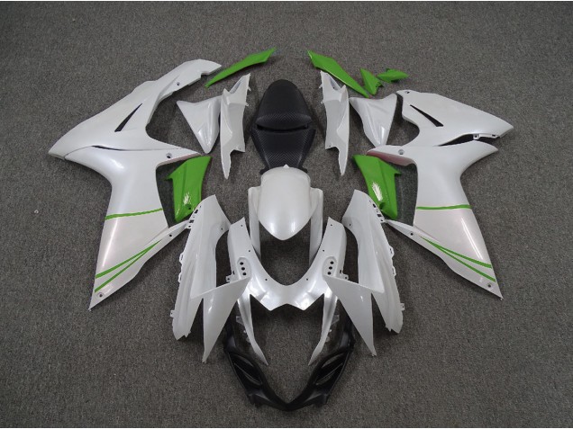 Blanco Perla & Verde 11-24 GSXR 600-750 Carenado Moto