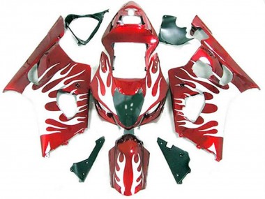 Blanco & Rojo Llama 03-04 GSXR 1000 Carenado Moto