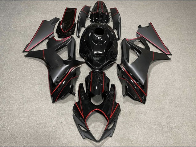 Borde Negro Mate & Brillante & Rojo 07-08 GSXR 1000 Carenado Moto Borde Negro Mate & Brillante & Rojo 07-08 GSXR 1000 Carenado Moto