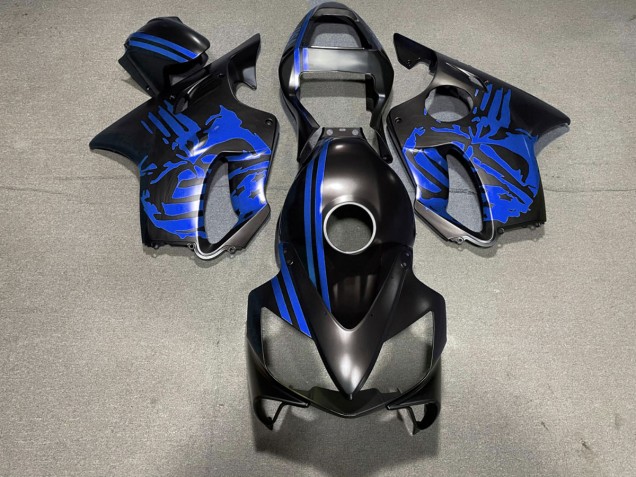Cráneo Negro Mate & Azul 01-03 CBR600 F4i Carenado Moto Cráneo Negro Mate & Azul 01-03 CBR600 F4i Carenado Moto