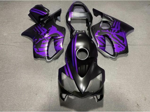 Cráneo Negro Mate & Morado 01-03 CBR600 F4i Carenado Moto Cráneo Negro Mate & Morado 01-03 CBR600 F4i Carenado Moto