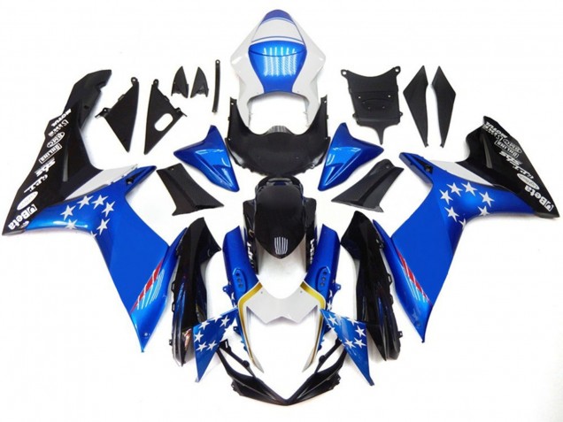 Estilo Azul Con Estrellas Rojas 11-24 GSXR 600-750 Carenado Moto