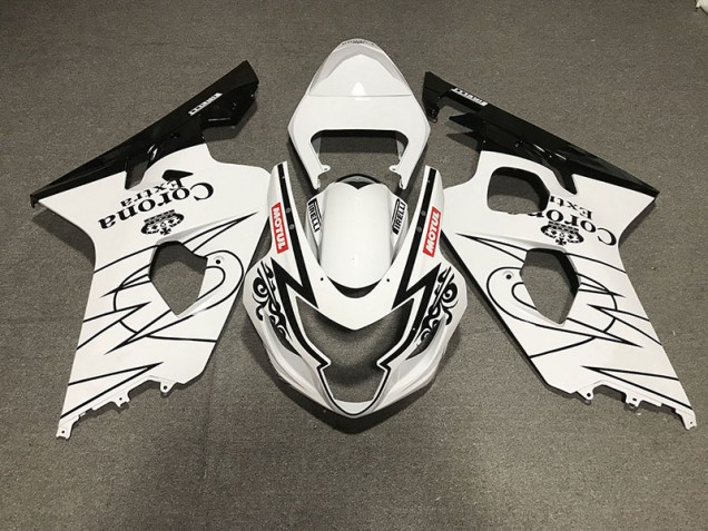 Estilo Corona En Blanco & Negro Brillante 04-05 GSXR 600-750 Carenado Moto