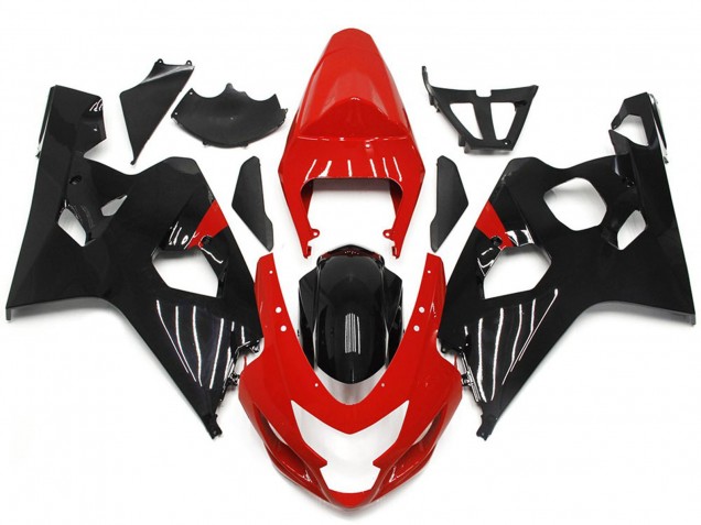 Estilo Rojo & Negro Brillante 04-05 GSXR 600-750 Carenado Moto Estilo Rojo & Negro Brillante 04-05 GSXR 600-750 Carenado Moto