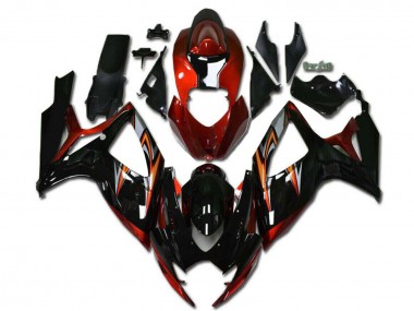 Carenados Moto Suzuki GSXR 600/750 2006-2007 - Naranja Plata Negro Brillante Raya Baratos
