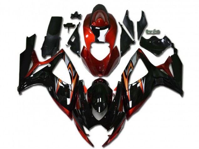 Carenados Moto Suzuki GSXR 600/750 2006-2007 - Naranja Plata Negro Brillante Raya Baratos