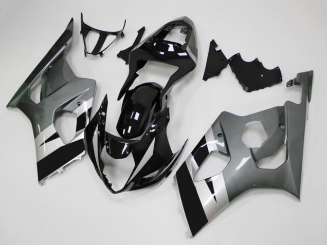 Carenados Moto Suzuki GSXR 1000 2003-2004 - Negro Brillante Plata Gris Baratos