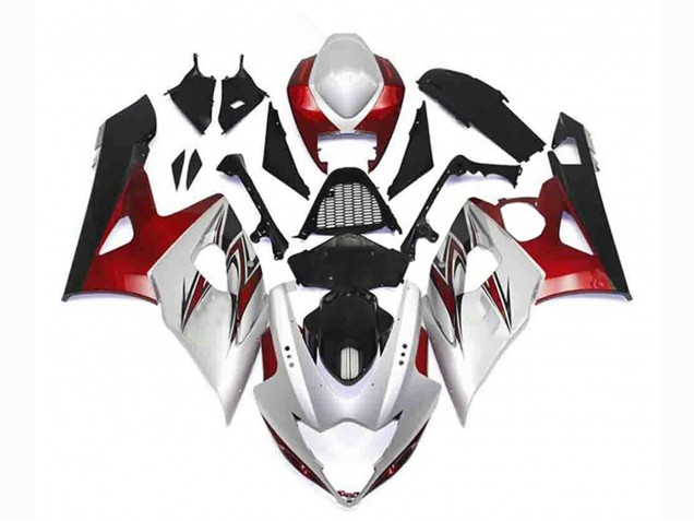 Kits Carenado Moto Suzuki GSXR 1000 2005-2006 - Plata Rojo Negro Baratos