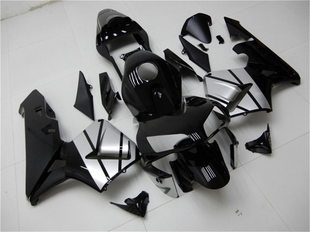 Carenados Moto Honda CBR600RR 2003-2004 - Plata Negro Brillante Raya Baratos