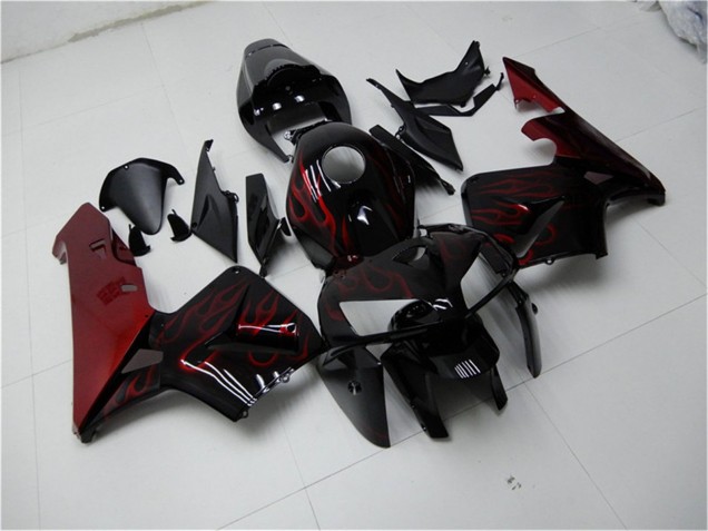 Kits Carenado Moto Honda CBR600RR 2005-2006 - Negro Brillante Rojo Llama Baratos
