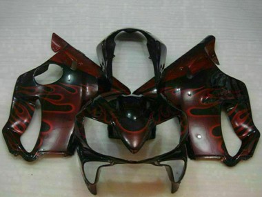 Carenados Moto Honda CBR600 F4i 2004-2007 - Negro Brillante Rojo Llama Baratos