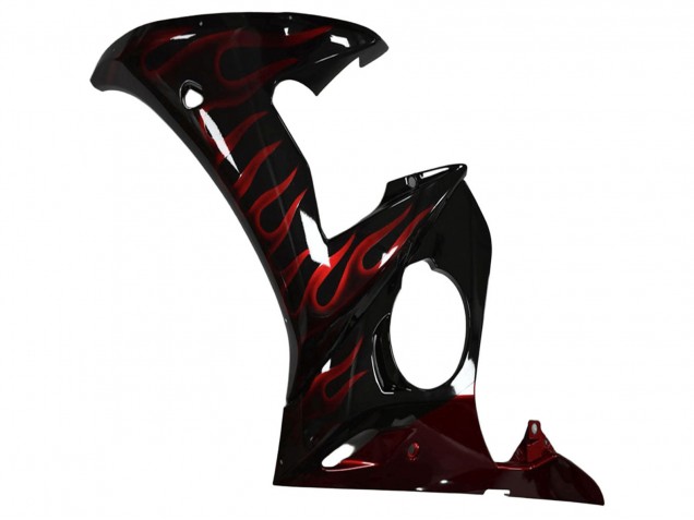 Carenado Moto Yamaha YZF R6 2003-2004 - Negro Brillante Rojo Llama Baratos