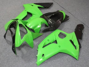Carenados Moto Kawasaki ZX6R 2003-2004 - Verde Claro Negro Brillante Baratos