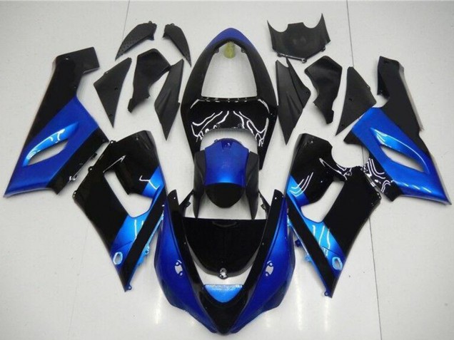 Kits Carenado Moto Kawasaki ZX6R 2005-2006 - Azul Negro Brillante Baratos