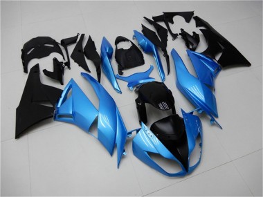 Carenados Moto Kawasaki ZX6R 2009-2012 - Azul Claro Negro Brillante Baratos