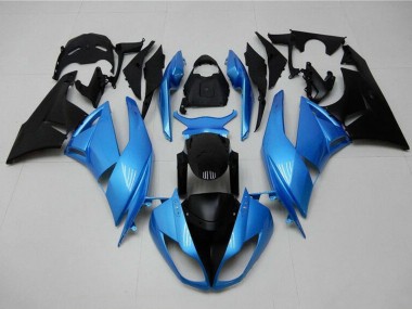 Carenados Moto Kawasaki ZX6R 2009-2012 - Azul Claro Negro Brillante Baratos