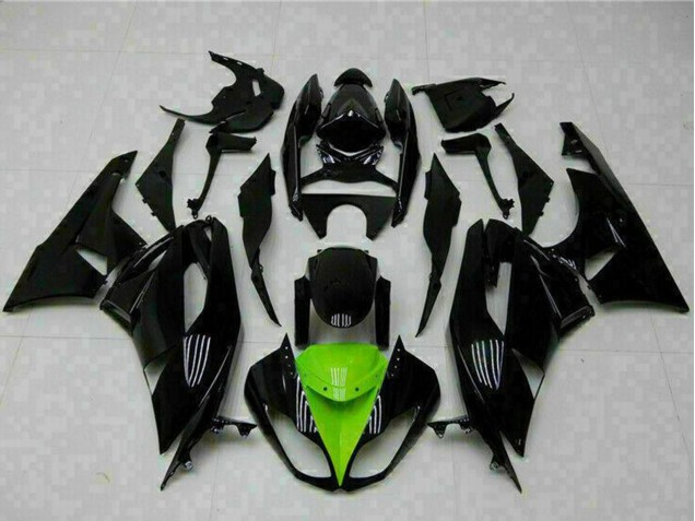 Carenados Moto Kawasaki ZX6R 2009-2012 - Negro Brillante Verde Baratos