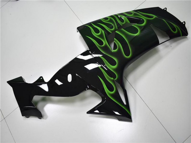 Carenados Moto Kawasaki ZX10R 2006-2007 - Negro Brillante Verde Llama Baratos