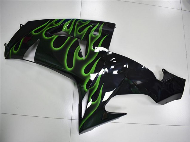 Carenados Moto Kawasaki ZX10R 2006-2007 - Negro Brillante Verde Llama Baratos
