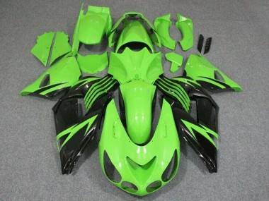 Carenado Moto Kawasaki ZX14R ZZR1400 2006-2011 - Verde Negro Brillante Baratos
