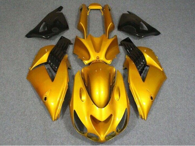 Carenados Moto Kawasaki ZX14R ZZR1400 2006-2011 - Oro Negro Brillante Baratos