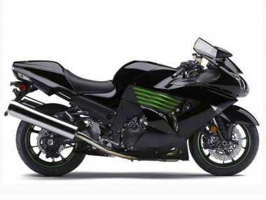 Carenados Moto Kawasaki ZX14R ZZR1400 2006-2011 - Negro Brillante Verde Baratos