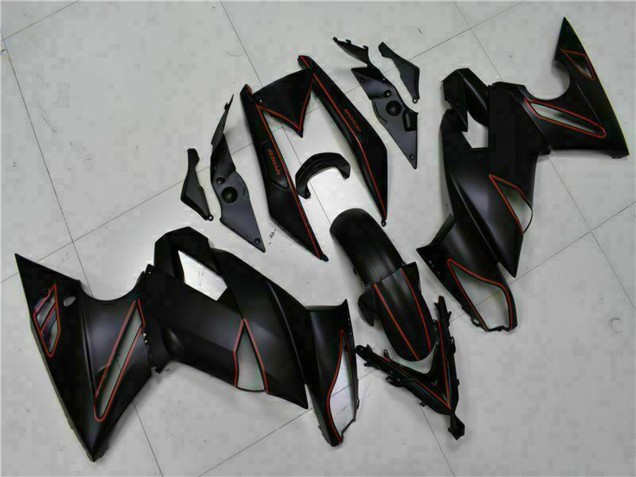 Carenados Moto Kawasaki EX650 2009-2011 - Negro Mate Rojo Raya Baratos