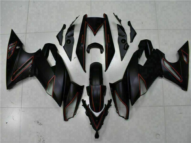 Carenados Moto Kawasaki EX650 2009-2011 - Negro Mate Rojo Raya Baratos
