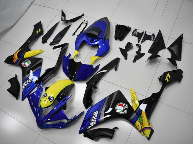 Carenados Moto Yamaha YZF R1 2007-2008 - Azul Amarillo Negro Tiburón Baratos