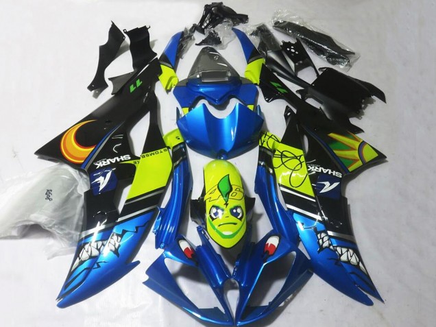 Carenados Moto Yamaha YZF R6 2008-2016 - Azul Amarillo Negro Tiburón Baratos
