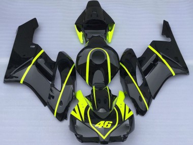 Carenados Moto Honda CBR1000RR 2004-2005 - Negro Brillante Alta Visibilidad Amarillo 46 Baratos